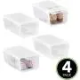 mDesign Stackable Closet Plastic Storage Bin Boxes with Lid - Container for Organizing Mens and Womens Shoes, Sandals, Wedges, Flats, Heels and Accessories - Small, 4 Pack - Clear Frost