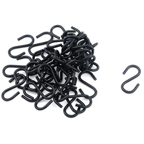 Tulead 40PCS Mini Hanger Hooks Light Duty S Hooks Iron Hanging Hook Jewelry Hooks Black Hooks Connectors 1''x0.7''