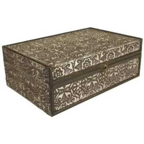 Wald Imports Silver Metal & Wood 13" Decorative Storage Box/Trunk Wald Imports Silver Metal & Wood 13" Decorative Storage Box/Trunk