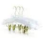 HANGERWORLD White 17inch Satin Padded Coat Clothes Hangers with Clips for Skirts Pants Wedding Garments