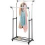 Whitmor Adjustable Double Garment Rack -Rolling Clothes Organizer - Chrome