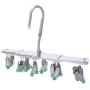 qinglele Drying Hanger,Hanging Drying Rack,Drip Hanger Stainless Steel with 18 Pegs for Laundry Underwear Socks Bra Panty,Quickly Remove Clothes from Hanger,Windproof,Folding Portable,Green
