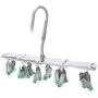 qinglele Drying Hanger,Hanging Drying Rack,Drip Hanger Stainless Steel with 18 Pegs for Laundry Underwear Socks Bra Panty,Quickly Remove Clothes from Hanger,Windproof,Folding Portable,Green