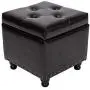 BELARDO home 17.3 Square Faux-Leather Storage Ottoman, Living Room Coffee Table, Tufted Upholstered Book Boxes with Hinged Lid Footrest Stool, Brown