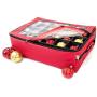 [Red Christmas Ornament Storage Boxes With Dividers] - (Holds 48 Ornaments up to 3 Inches in Diameter) | Acid-Free Removable Trays with Separators | Clear Window to Easily See Storage Bags Contents