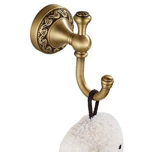 ROZIN Antique Brass Bath Towel Hook Wall Mounted Robe Clothes Hanger ROZIN Antique Brass Bath Towel Hook Wall Mounted Robe Clothes Hanger