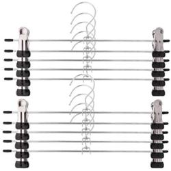 10PCS Trouser Pants Skirt Hangers Stainless Steel Stand Holder with 2 Clips Home Storage Clothes Hangers Portable