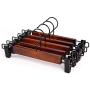 5pcs Retro Pants Skirt T-Shirt Kid Clothes Hanger Rack Organizer Solid Wood with Pant Clips for Kids Adults