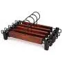 5pcs Retro Pants Skirt T-Shirt Kid Clothes Hanger Rack Organizer Solid Wood with Pant Clips for Kids Adults