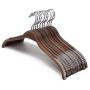 JS HANGER Elegant Wooden Clothes Hangers with Soft Non-Slip Stripes for Coats and Shirts, Retro Finish, 10-Pack