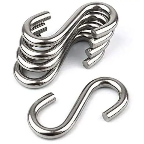 Hamineler 5 Pack 304 Stainless Steel S Shaped Hooks 3.2Inch Long 5/16 Inch Thickness Heavy Duty S Metal Hanging Hooks Hamineler 5 Pack 304 Stainless Steel S Shaped Hooks 3.2Inch Long 5/16 Inch Thickness Heavy Duty S Metal Hanging Hooks