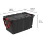 Sterilite 14699002 40 Gallon/151 Liter Wheeled Industrial Tote, Black Lid & Base w/ Racer Red Handle & Latches, 2-Pack