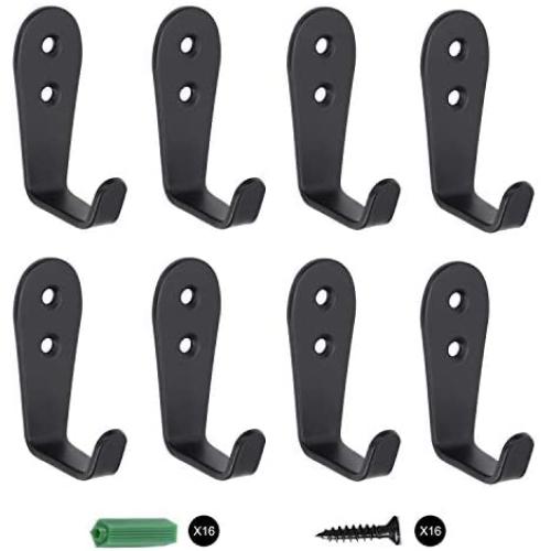 Wall Hooks 8 Pcs,Coat Hooks, Stainless Steel Hook, Garage, Luggage Key Hook, Bathroom Kitchen Dining Room,Heavy Duty, Indoor and Outdoor Hooks (Black)