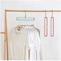 10pcs Random Color 9 Holes Clothes Coat Hanger Organizer Multi-Port Support Clothes Drying Racks Plastic Cabinet Storage Rack Hangers for Clothes