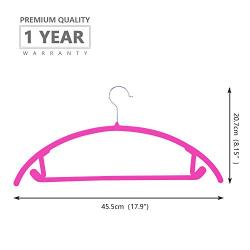 MIZGI Premium Velvet Hangers (Pack of 50) Heavyduty- Non Slip No Shoulder Bump Suit Hangers - Chrome Hooks,Space Saving Clothes Hangers,Rounded Hangers for Coat,Sweater,Jackets,Pants,Shirts (Pink)