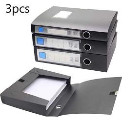 H&W 3 Pack, A4 Storage Archives Cases File Boxes Plastic with Lid, Boxes File, Height 35 55 75mm,Black (WG3-Z3)