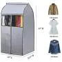 SLEEPING LAMB Garment Bag Organizer Storage with Clear PVC Windows Garment Rack Cover Well-Sealed Hanging Closet Cover for Suits Coats Jackets, Grey （Not Including Frame）