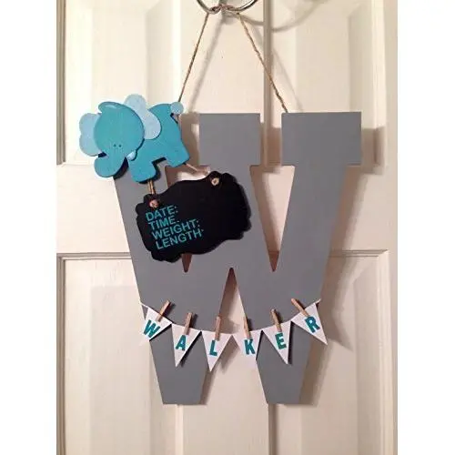 Initial Hospital Door Hanger announcement child room nursery personalized birth stats, birthing suite Sign