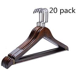 Qiupei Clothing Hangers Non Slip Strong Premium Wooden Coat Hangers Suit Hangers Saving Clothing Hangers Suit Clothes Hangers 20 Pack Adult Wooden Hanger Pants othes Hangers Ideal for Everyday Use