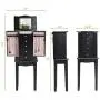 GOFLAME Jewelry Chest Armoire Cabinet Standing with Mirror, Wood Large Ring Necklace Storage Boxes Top Flip Makeup Mirror Classic 33" Tall, Bedroom Jewelry Storage Organizer 5 Drawers, Black GOFLAME Jewelry Chest Armoire Cabinet Standing with Mirror, Wood Large Ring Necklace Storage Boxes Top Flip Makeup Mirror Classic 33" Tall, Bedroom Jewelry Storage Organizer 5 Drawers, Black