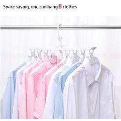 Mitlife Clothes Hangers Space Saving 8 in 1 Plastic Hangers Multi-Function Creative Folding Hangers Magic Clother Hangers Organizer in Wardrode Adjustable Drying Rack (White)
