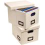 Superjare Updated File Boxes for Hanging Files, Set of 2, Storage Office Boxes with 60 lbs Weight Capacity, Durable MDF Board & Linen Fabric, File Storage Organizer for Letter/Legal - Cream