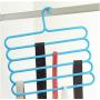 5pcs Random Color Multi-Purpose Clothes Hanger Practical 5 Layers Pants Hanger Scarf Tie Rack Space Saving Clothes Hanger Home Organizer