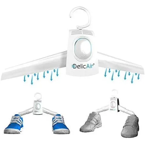 DelicAir Portable Dryer, Clothes Hanger And Shoe Dryer With HOT AND COLD Drying Technology SAFELY Dry, Refresh, Eliminate Wrinkles And Odor, Gentle, Quiet, Easy To Use, Perfect For Travel!