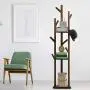 Jimfoty Coat Rack, Multi-Layer Coat Racks Free Standing Coat Tree Hat Hanger Holder Cloth Shelf for Home Bedroom Hallway(Natural Color)