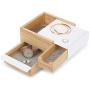 Umbra Mini Stowit Jewelry Boxes - Modern Keepsake Storage Organizer with Hidden Compartment Drawers for Ring, Bracelet, Watch, Necklace, Earrings, and Accessories (White / Natural)