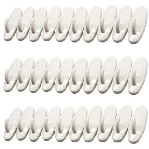 30-Hooks, Utility Hooks Value Pack, White, Wall Hangers Without Nails Replacement for Command Hooks, Organize Damage-Free