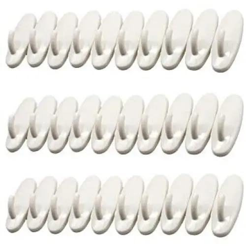 30-Hooks, Utility Hooks Value Pack, White, Wall Hangers Without Nails Replacement for Command Hooks, Organize Damage-Free