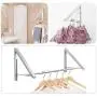 Anjuer Wall Mounted Drying Rack Clothes Hanger Folding Wall Coat Racks Aluminum Home Storage Organiser Space Savers Silver 2 Rakcs with Rod