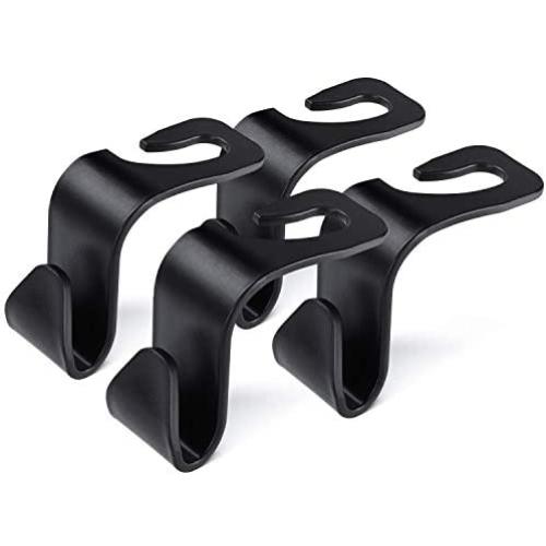 HOUSE DAY Car Seat Headrest Hooks for Car Back Seat Organizer Hanger Storage Hook Car SUV Black Purse Hook for Car Handbag Clothes Coats Grocery Bags 4 Pack