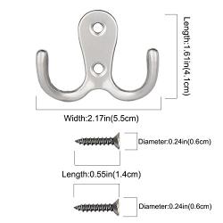 Maosifang 16 Pieces Double Prong Robe Hook Retro Cloth Hanger with 32 Pieces Screws in Matte Nickel,Silver