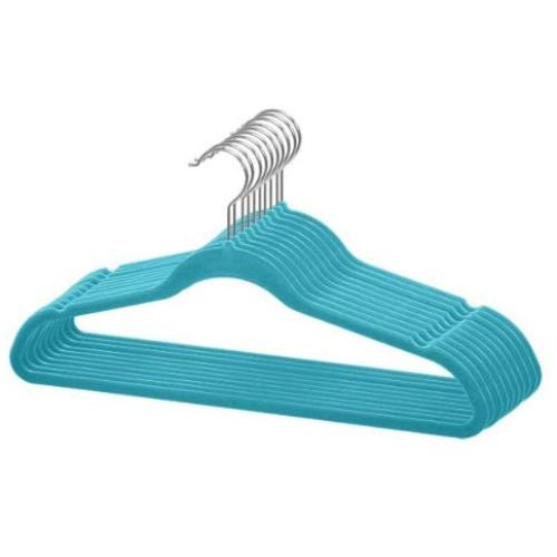 Home Basics Velvet Hangers Non-Slip Hanger-10 Pack-Clothes Hangers, Space Saving Ultra Slim Velvet Hanger with Rotating Steel Hook (10, Turquoise)