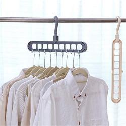 NarutoSak Plastic Standard Hangers for Clothes with 9 Holes Support Clothes Hanger Home Clothing Drying Rack Storage Holder (2Pcs) Gray