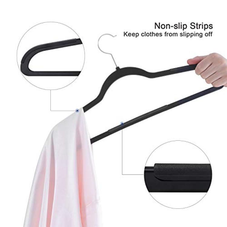 Zeny Premium Velvet Suit Hangers 100 Pack Non Slip Black Clothes Hanger Hook 360 Swivel Ultra Thin