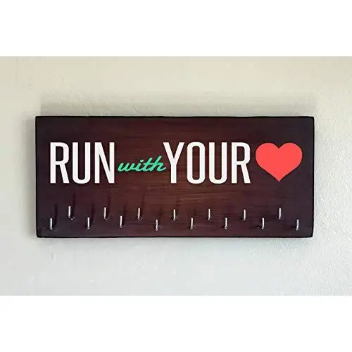 Race Medal Holder/Running Medal Hanger - RUN WITH YOUR HEART. Wood Wall Mounted Medal Organizer. CUSTOMIZATION Available Race Medal Holder/Running Medal Hanger - RUN WITH YOUR HEART. Wood Wall Mounted Medal Organizer. CUSTOMIZATION Available