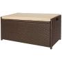 Victoria Young Resin Wicker Deck Boxes Storage Bench Container with Seat and Cushion Indoor and Outdoor Use, 60 Gallon, Espresso Brown