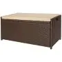 Victoria Young Resin Wicker Deck Boxes Storage Bench Container with Seat and Cushion Indoor and Outdoor Use, 60 Gallon, Espresso Brown