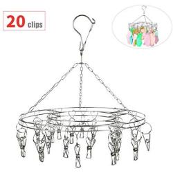 Non-Magnetic Stainless Steel Laundry Drying Rack,20 Clips Metal Clothespins Rack Drip Hanger Clothes Hanger with Clips for Drying Socks,Drying Towels, Diapers, Bras, Baby Clothes,Underwear,Gloves