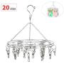 Non-Magnetic Stainless Steel Laundry Drying Rack,20 Clips Metal Clothespins Rack Drip Hanger Clothes Hanger with Clips for Drying Socks,Drying Towels, Diapers, Bras, Baby Clothes,Underwear,Gloves