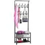 Yaheetech Metal Coat Clothes Shoes Hat Umbrella Bag Steel Pipe Stand Rack 18 Hanger Hooks Black