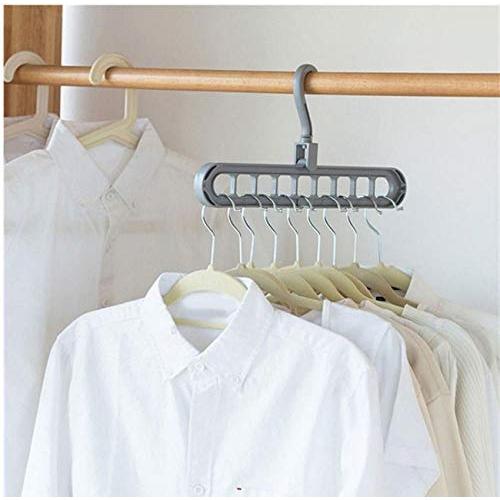 10pcs Random Color Space Saving Hangers Multi-Functional 9 in 1 Magic Clothes Hangers Closet Organizer Foldable
