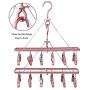 Trycooling Aluminum Alloy Foldable Clip and Drip Hanger Clothes Drying Rack with 12 Clothespins for Towels/Socks/Underwear (Rose Gold)