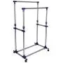 SONGMICS Double Rod Garment Clothing Rack, Rolling Clothes Racks, Hanging Rail on Wheels, Blue ULLR03B SONGMICS Double Rod Garment Clothing Rack, Rolling Clothes Racks, Hanging Rail on Wheels, Blue ULLR03B