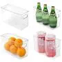 MoMA Kitchen Plastic Storage Organizer Bins (4 Packs) with Handles, Clear Container for Pantry, Cabinets, Shelves, Refrigerator, Freezer - 10" x 4" x 6" Deep - Food Safe, BPA Free