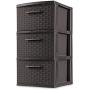 3 Drawer Storage Weave Cart Set of 2 Espresso Plastic Storage Boxes Organizer NEW