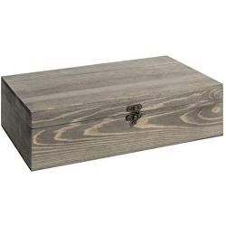 MyGift 2-Bottle Vintage Grey Wine Storage Boxes with Locking Latch & Rope Handle